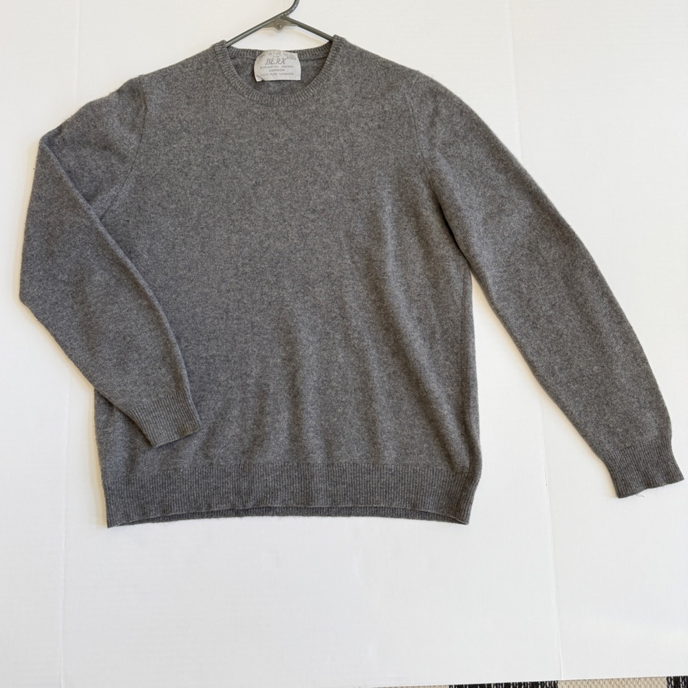 Berk of Burlington Arcade  Vintage Gray Cashmere Crewneck Sweater Sweater Size M